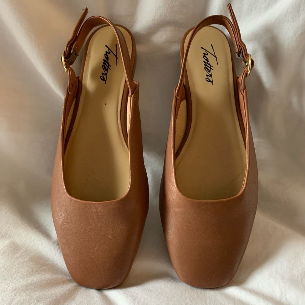 Trotters 'Holly Slingback Flats' in tan genuine leather - Picture 2 of 10